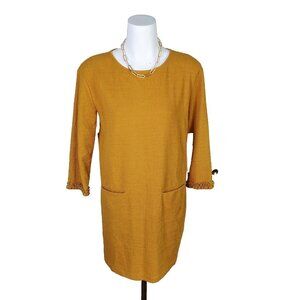 Cynthia Rowley Cotton Three Quarter Gauzy Sheath Dress Size Medium M Mustard